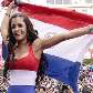 Modelo paraguaia, Larissa Riquelme, durante o jogo entre Paraguai e Japão, em Assunção