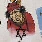 Ilustração de Kadafi em muro de Bengasi, na Líbia 