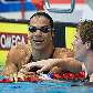Kaio Márcio sorri após confirmar a quebra do recorde dos 200 m borboleta, em piscina curta