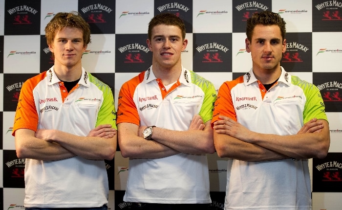 Nico Hulkenberg (reserva), Paul di Resta e Adrian Sutil, o trio da Force India na F1 em 2011