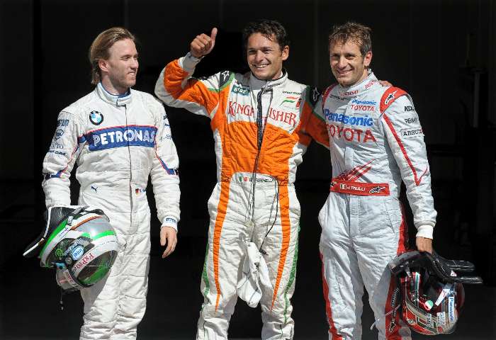 Heidfeld, Fisichella e Trulli, o trio de frente do grid de largada do GP da Bélgica