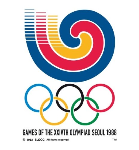A logomarca da Olimpíada de 1988, em Seul, na Coreia do Sul