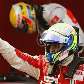 Felipe Massa, da Ferrari, celebra o segundo lugar no pódio após o final do GP da Espanha