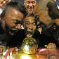 André, Neymar e Robinho comemoram a conquista do Campeonato Paulista 2010 pelo Santos