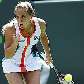 A russa Anna Chakvetadze comemora a vitória sobre a japonesa Kimiko Date Krumm, em Miami
