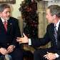 Presidente Lula e Bush em encontro na Casa Branca, em 2002