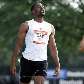 Tyson Gay cruza a linha de chegada nos 200 m rasos, em Nova York