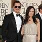 Casal Brad Pitt e Angelina Jolie chegam para a festa do Globo de Ouro