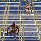 Elisabeth Davin observa Brigitte Foster-Hylton e Perdita Felicien nos 100 m com barreiras Elisabeth Davin observa Brigitte Foster-Hylton e Perdita Felicien nos 100 m com barreiras