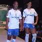 Marcelinho Carioca desfila com modelo e a nova camisa do Santo André Marcelinho Carioca desfila com modelo e a nova camisa do Santo André