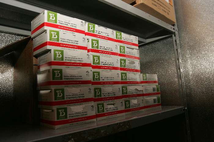 Estoque de doses da vacina contra a gripe H1N1 no Cenreo de Distribuição e Logistica de Pinheiros