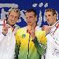 César Cielo no pódio ao lado dos medalhistas