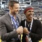 O ator Hugh Jackman e o boxeador Sugar Ray Leonard presentes no Cowboys Stadium 