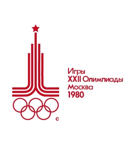 A logomarca da Olimpíada de 1980, disputada em Moscou, na Rússia (então União Soviética)
