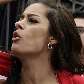Modelo paraguaia, Larissa Riquelme, durante o jogo entre Paraguai e Japão, em Assunção