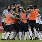 Seleção argentina comemora a classificação para a final após vencer o Brasil na semifinal. 19/08/08 Seleção argentina comemora a classificação para a final após vencer o Brasil na semifinal. 19/08/08