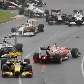 Fernando Alonso fica atravessado na pista após ser tocado na volta 1, no GP da Austrália