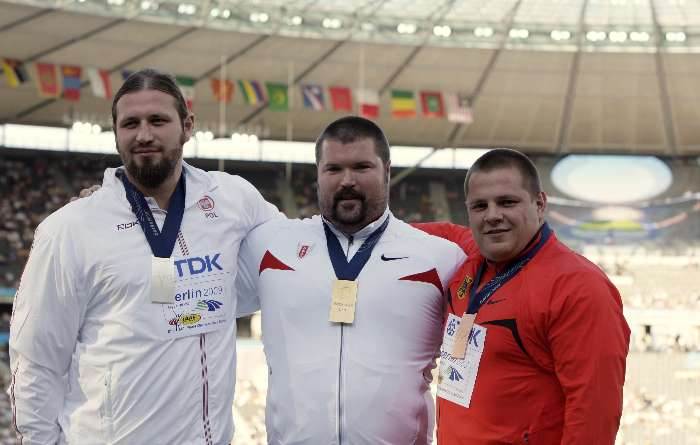 Majewski, Cantwell e Bartels, o pódio do arremesso de peso do Mundial