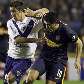 Riquelme sofre marcação de Gaston Diaz na partida pela Sul-Americana