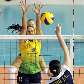 Natália tenta bloquear Jinling Chu na vitória do Brasil sobre a China