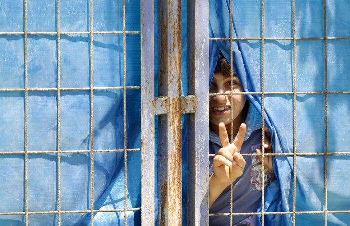 Refugiados sírios no acampamento na Turquia