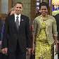 Obama e Michelle chegam ao auditório municipal de Oslo