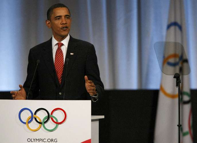Barack Obama discursa durante apresentação de Chicago aos membros do COI