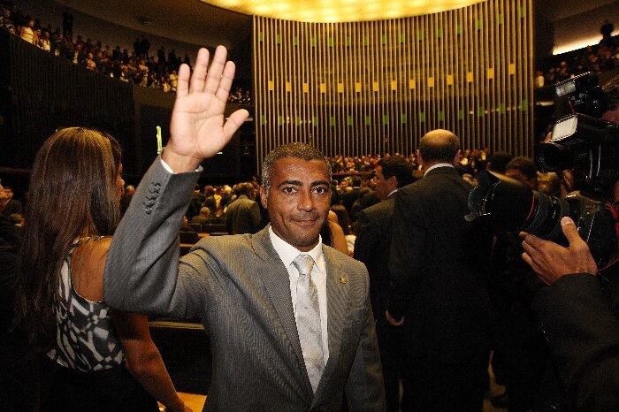 O deputado Romário (PSB RJ), durante sessão de posse no plenário da Câmara