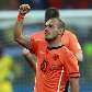 Sneijder comemora o primeiro gol da Holanda contra o Brasil