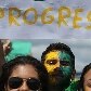Manifestantes protestam em Fortaleza antes de jogo entre Brasil e México