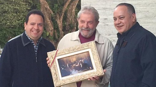 Na foto, o ministro Marco Rodolfo Torres, Lula e Diosdado Cabello - Reprodução do itter de Diosdado Cabello