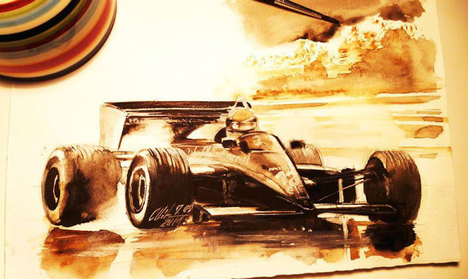 Artista recriou Lotus "John Player Special" de Ayrton Senna com a borra - Divulgação