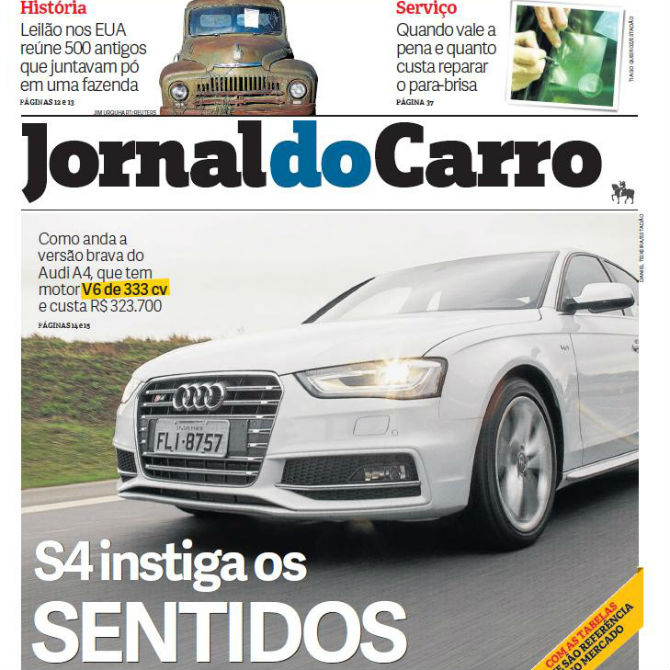 Capa do Jornal do Carro de quarta - Reprodução Capa do Jornal do Carro de quarta - Reprodução