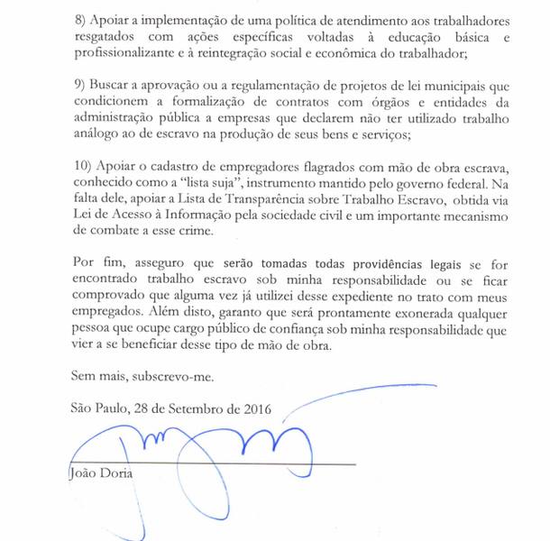 João Doria assina carta-compromisso 