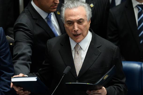 O presidente Michel Temer em cerimônia de posse