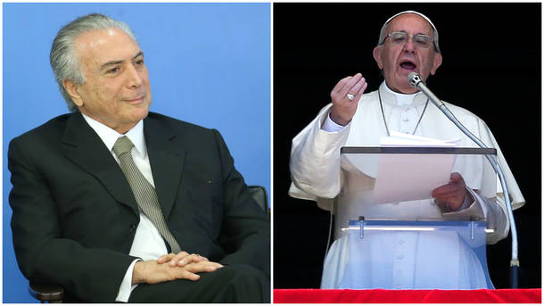 Papa envia carta a Temer, recusa visita ao Brasil e pede atenção aos mais pobres