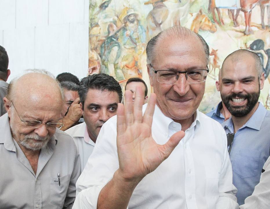 Geraldo Alckmin, Alberto Goldman e Bruno Covas durante convenção estadual do PSDB