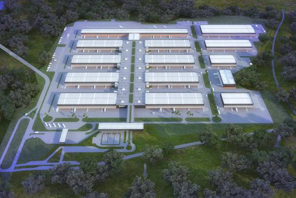Moderno. O Bacco Arquitetos Associados prevê automação para transportar produtos no entreposto. Quer ainda estacionamento suspenso de veículos leves.