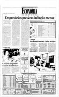 Depois do governo Sarney, o Brasil vivia o período da hiperinflação, como é possível observar nesta notícia, publicada na edição de 2 de janeiro de 1990. Naquela época, o objetivo era garantir que a inflação ficasse em 1.300% ao ano. Em 2015, índice fechou em 10,67%.