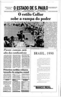 Foi também em 1990 que o Brasil teve seu primeiro presidente eleito por voto direto após 20 anos de ditadura militar. Sob o apelido de 'Caçador de Marajás', Collor assumiu o poder em 15 de março daquele ano e no dia seguinte instituiu o Plano Collor, que visava estabilizar a inflação.