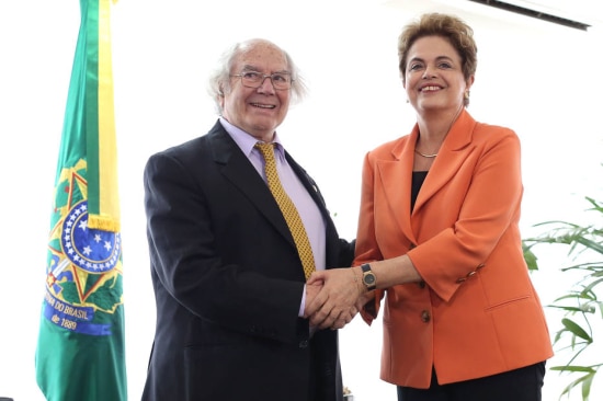 A presidente Dilma Rousseff se encontrou com Adolfo Pérez Esquivel, prêmio Nobel da Paz, em seu gabinete de trabalho, no Palácio do Planalto