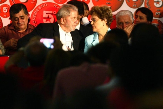 A presidente Dilma Rousseff e o ex-presidente Luiz Inácio Lula da Silva, durante 5º Congresso Nacional do PT