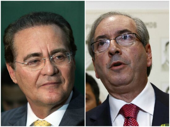 O presidente do Senado Renan Calheiros (PMDB-AL) e o presidente da Câmara Eduardo Cunha (PMDB-RJ)