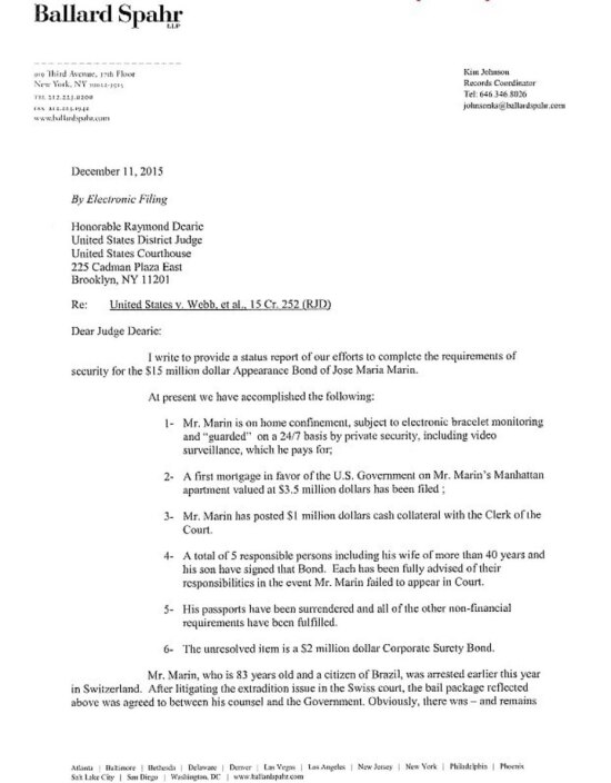 Carta dos advogados de Marin para o juiz americano