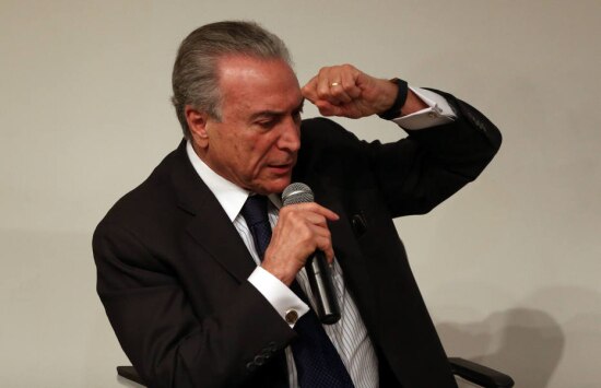 O vice-presidente Michel Temer em encontro de movimento anti-Dilma
