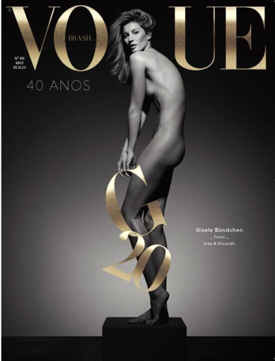 Reprodução Vogue Brasil Capa da Vogue Brasil, que comemora os 20 anos de carreira de Gisele