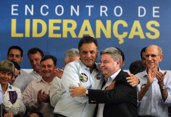 O senador Aécio Neves durante reunião do PSDB em Belo Horizonte