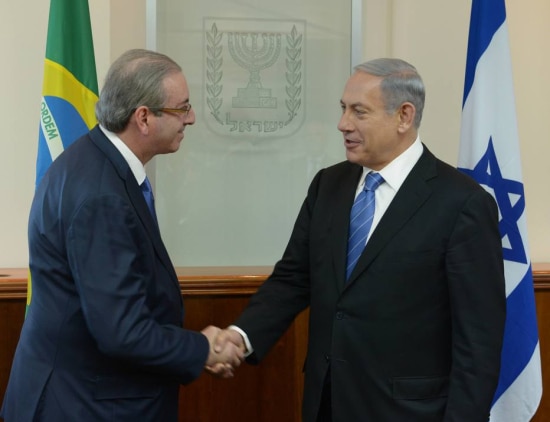 O presidente da Câmara, Eduardo Cunha (PMDB, RJ) se encontra com o primeiro ministro de Israel Benjamin Netanyahu&nbsp;
