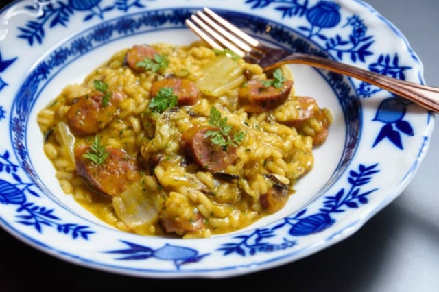 Lucas Terribili|Divulgação Risoto de linguiça de cordeiro com abóbora, acelga e queijo araxá, de Bel Coelho