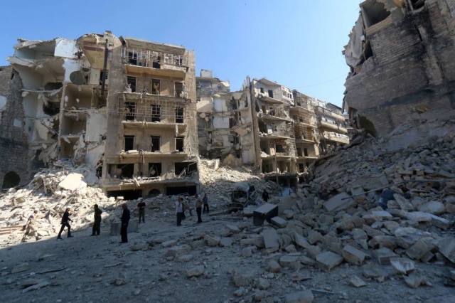 Prédio destruído na cidade de Alepo
